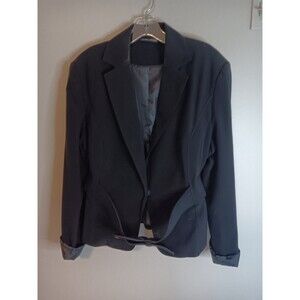Larry Levine Stretch Black Belted Blazer Jacket Sz XL